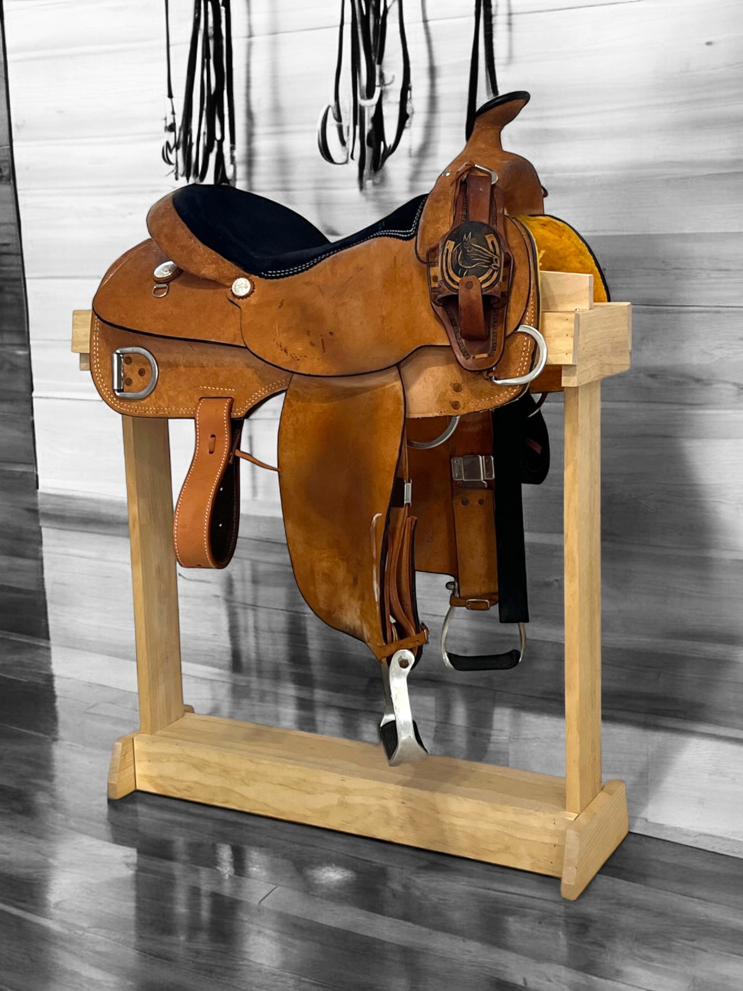 Denali Rustic Wood Saddle Stand